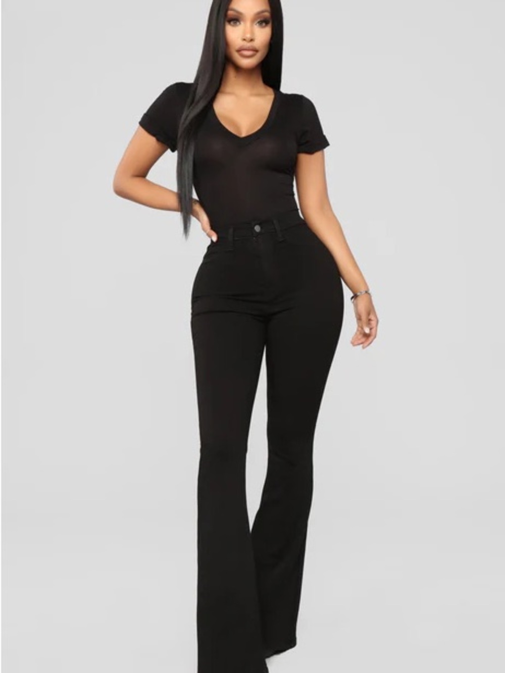 FASHION NOVA Black High-Waist Flare Jeans Sz W25